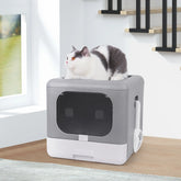 Elegant & Efficient Foldable Litter Box for Cats - Top Entry, Easy-Clean Drawer - Includes Scoop - Ideal for Medium to Large Felines!