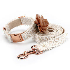 Elegant Lace Dog Collar with Chic Flower - A Touch of Luxury for Your Pet