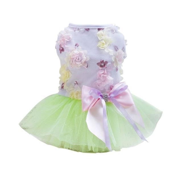 Small dog tutu with lace and bows - petdealspot