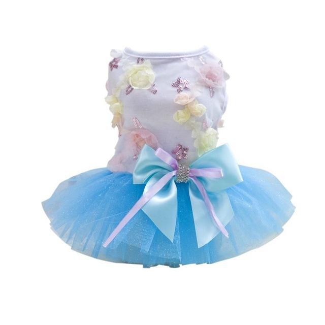 Princess style dog dress with flowers - petdealspot