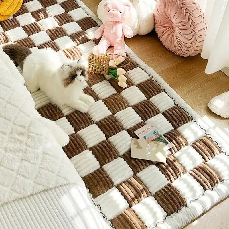 Plaid Square Pet Carpet for Ultimate Pet Relaxation