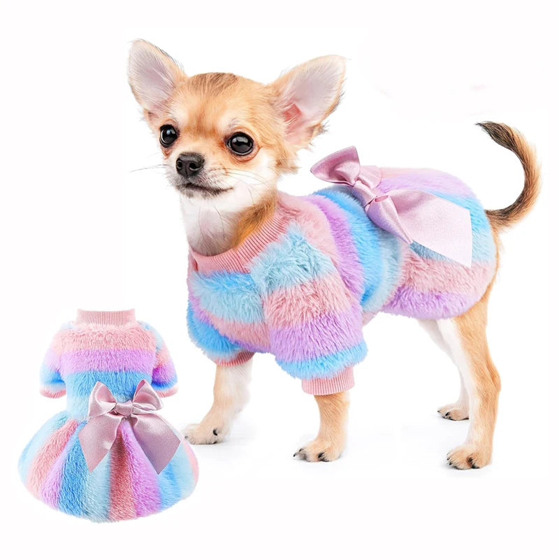 Rainbow stripe dog dress - petdealspot