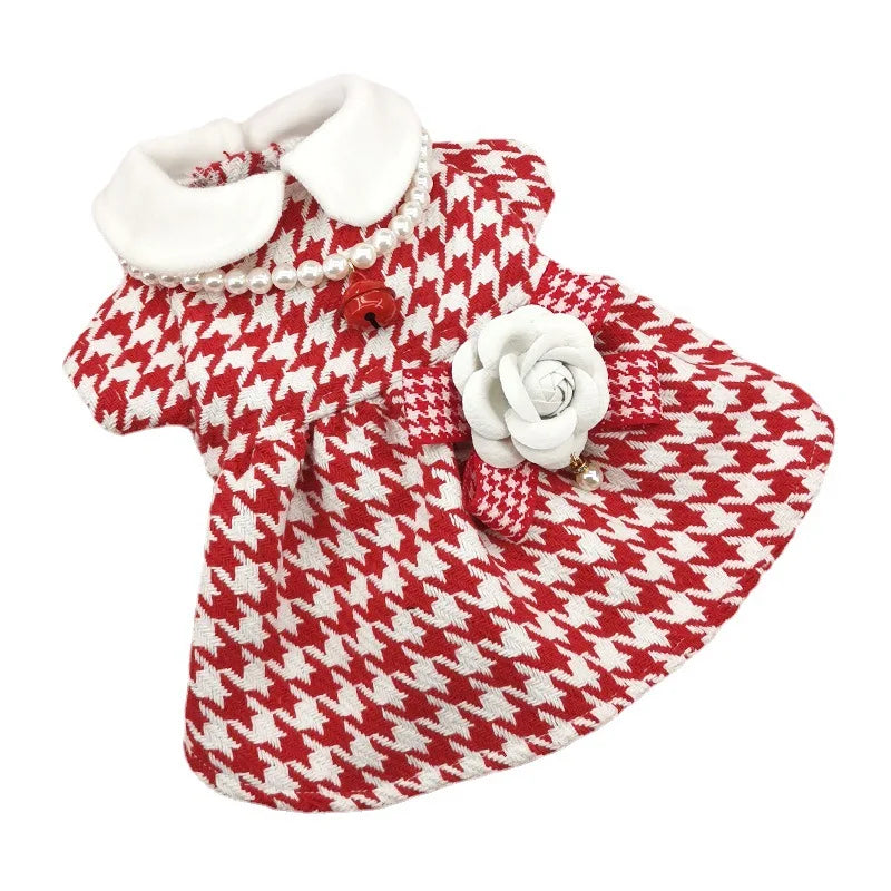 Red plaid dog dress for Christmas - petdealspot